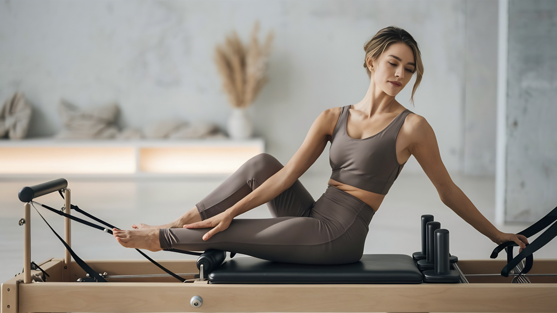 Backstage Pilates logo on teal studio wall